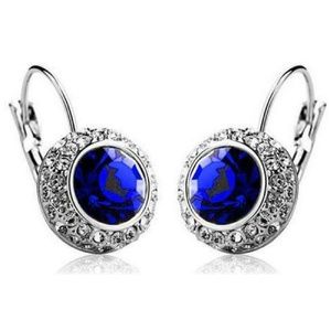 Earrings - Bejeweled Royal Blue Gem and Rhinestone
